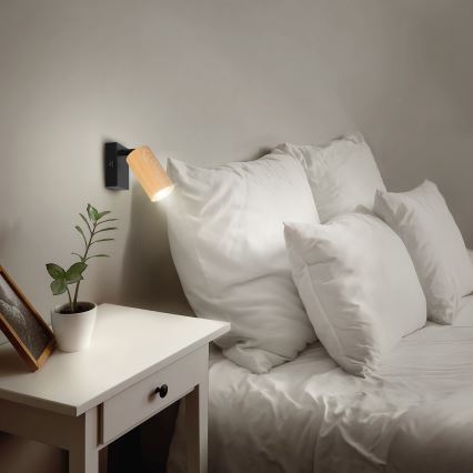 Brilagi - Zidna reflektorska svjetiljka SELE 1xGU10/30W/230V crna/dekor hrasta