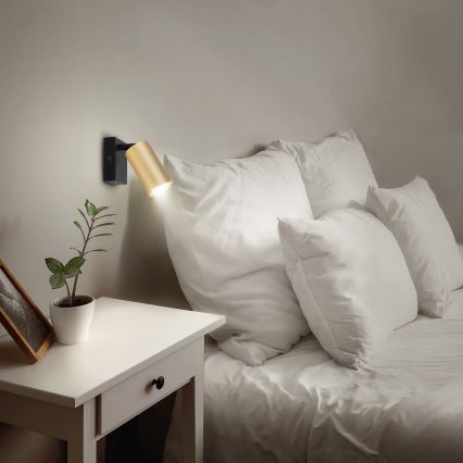 Brilagi - Zidna reflektorska svjetiljka SELE 1xGU10/30W/230V crna/zlatna