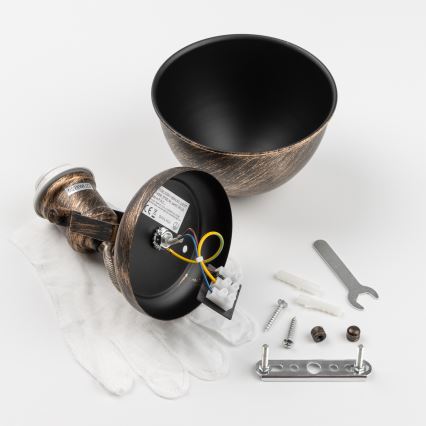 Brilagi - Zidna reflektorska svjetiljka TECHNO 1xE27/60W/230V brončana/patina