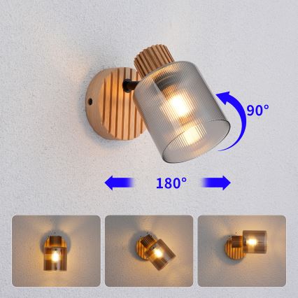Brilagi - Zidna spot svjetiljka HYGGE 1xE14/15W/230V drvena/dimna