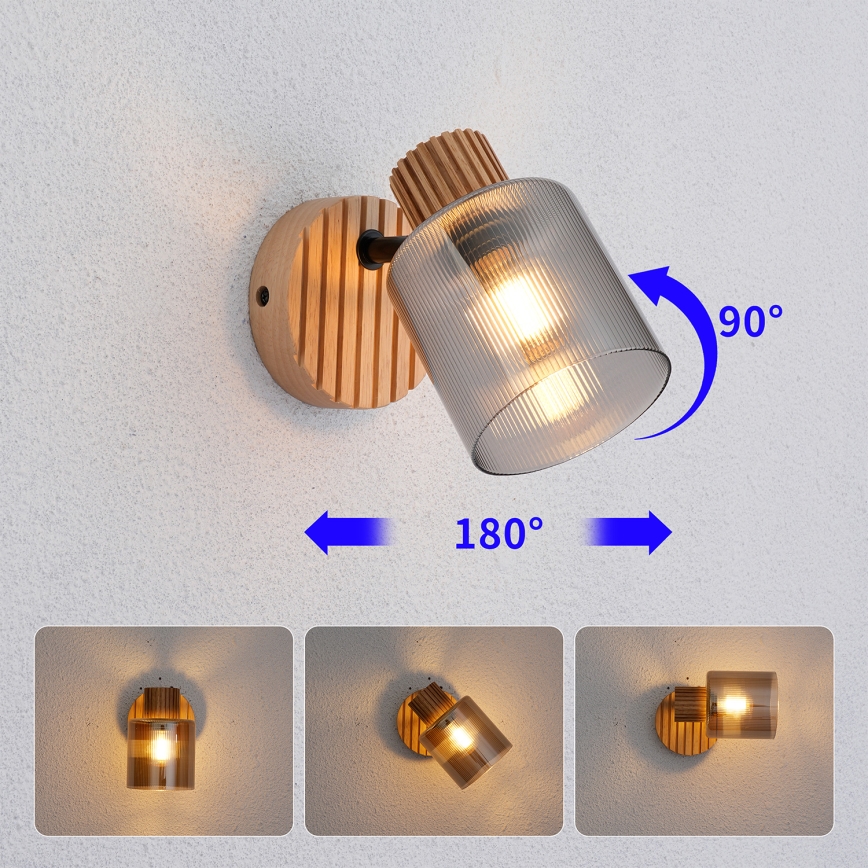 Brilagi - Zidna spot svjetiljka HYGGE 1xE14/15W/230V drvena/dimna