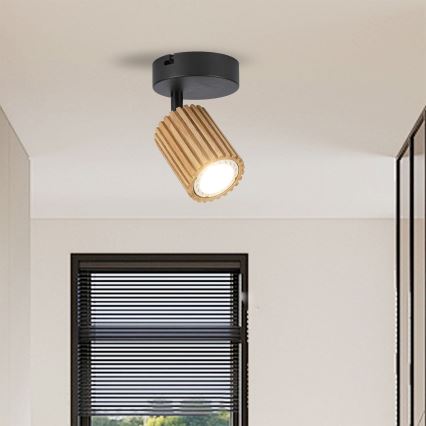 Brilagi - Zidna spot svjetiljka MODERN WOOD 1xGU10/8W/230V kaučukovo drvo/crna