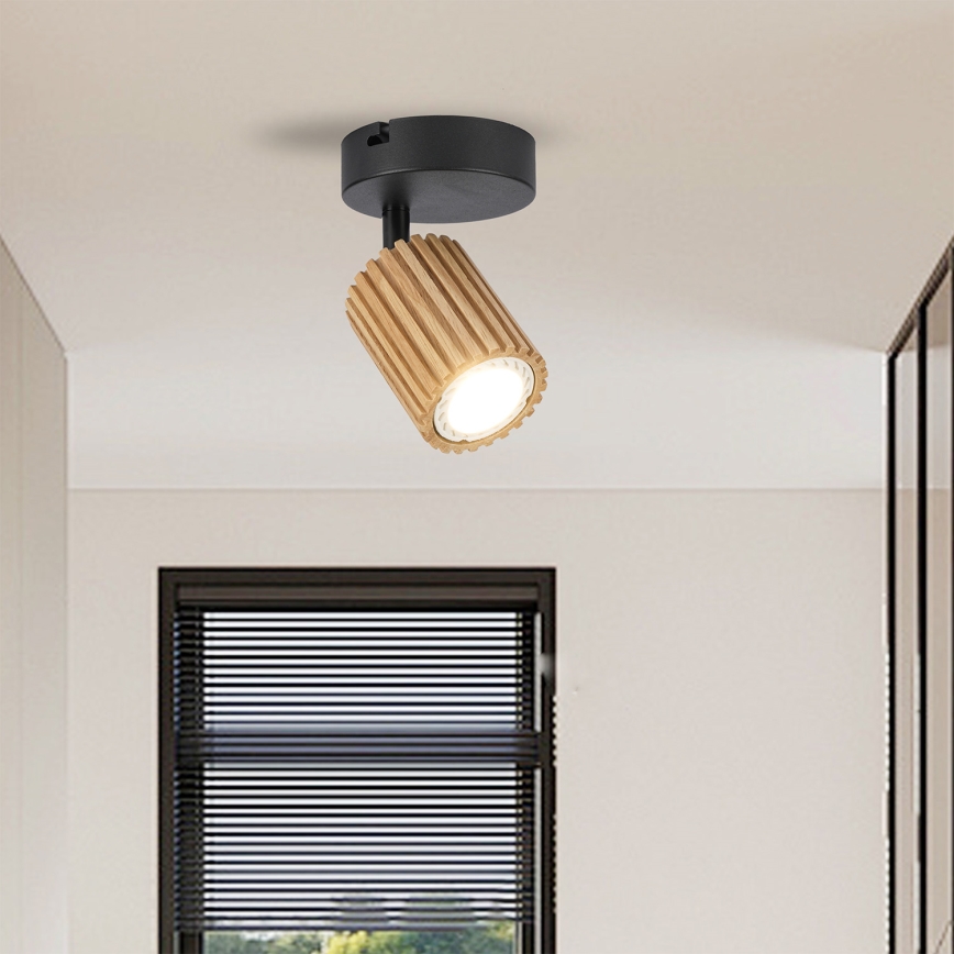 Brilagi - Zidna spot svjetiljka MODERN WOOD 1xGU10/8W/230V kaučukovo drvo/crna