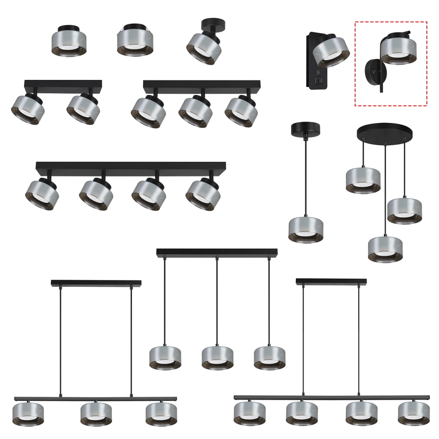 Brilagi - Zidna svjetiljka AURA LUX 1xGX53/30W/230V crna/dimljena