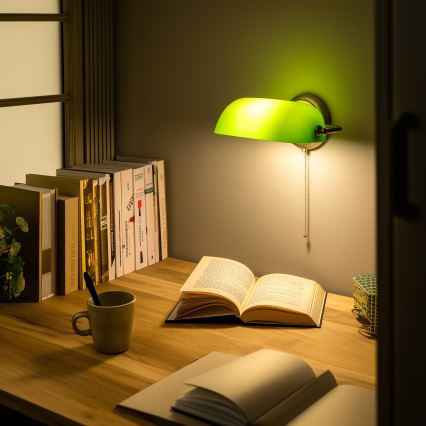 Brilagi - Zidna svjetiljka BANK OFFICE 1xE27/60W/230V mesing/zelena