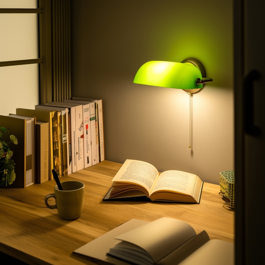 Brilagi - Zidna svjetiljka BANK OFFICE 1xE27/60W/230V mesing/zelena