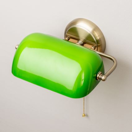 Brilagi - Zidna svjetiljka BANK OFFICE 1xE27/60W/230V mesing/zelena