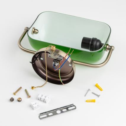 Brilagi - Zidna svjetiljka BANK OFFICE 1xE27/60W/230V mesing/zelena