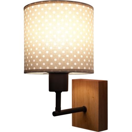 Brilagi - Dječja zidna svjetiljka BOBO WOOD 1xE27/25W/230V hrast/crna/bež/točkice