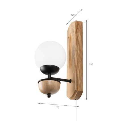 Brilagi - Zidna svjetiljka COTTAGE 1xG9/40W/230V hrast/bijela