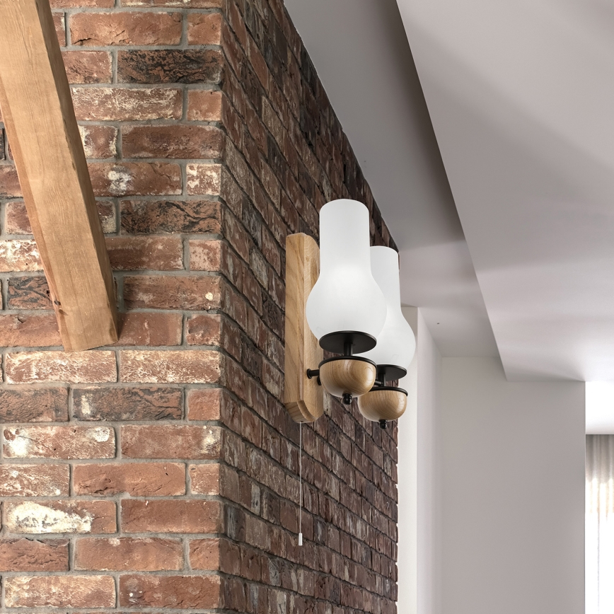 Brilagi - Zidna svjetiljka COTTAGE 2xE14/40W/230V hrast/bijela