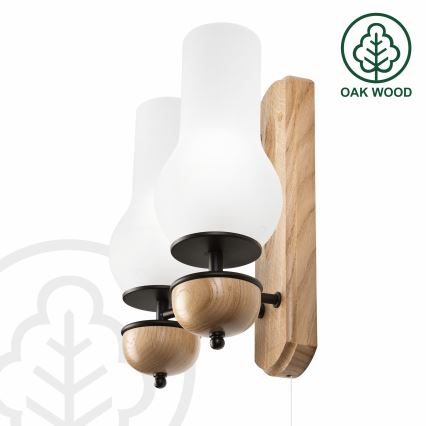 Brilagi - Zidna svjetiljka COTTAGE 2xE14/40W/230V hrast/bijela