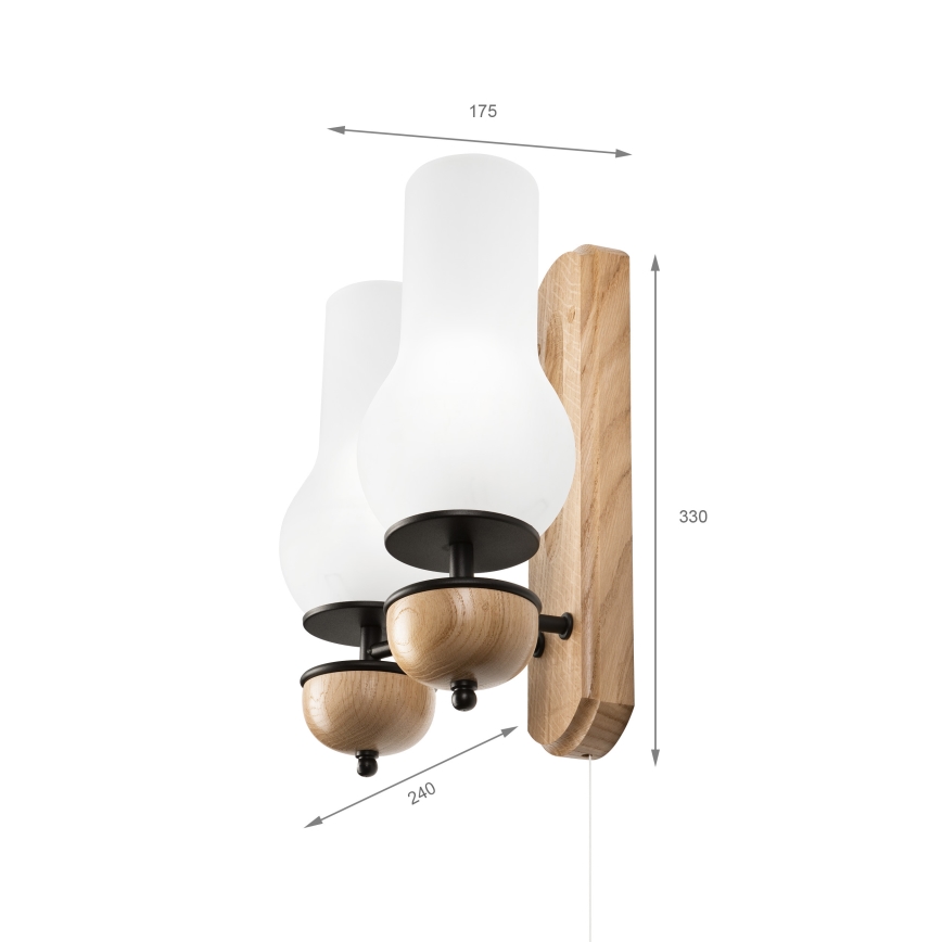 Brilagi - Zidna svjetiljka COTTAGE 2xE14/40W/230V hrast/bijela