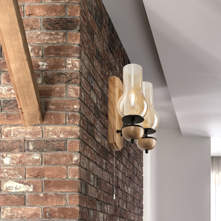 Brilagi - Zidna svjetiljka COTTAGE 2xE14/40W/230V hrast/smeđa