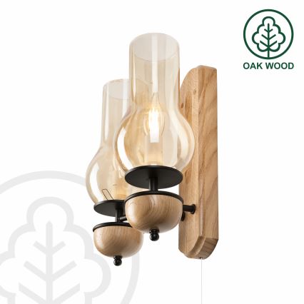Brilagi - Zidna svjetiljka COTTAGE 2xE14/40W/230V hrast/smeđa