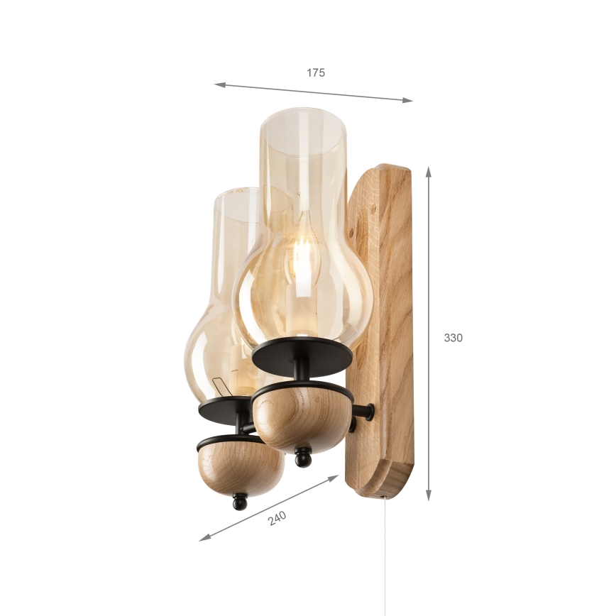 Brilagi - Zidna svjetiljka COTTAGE 2xE14/40W/230V hrast/smeđa