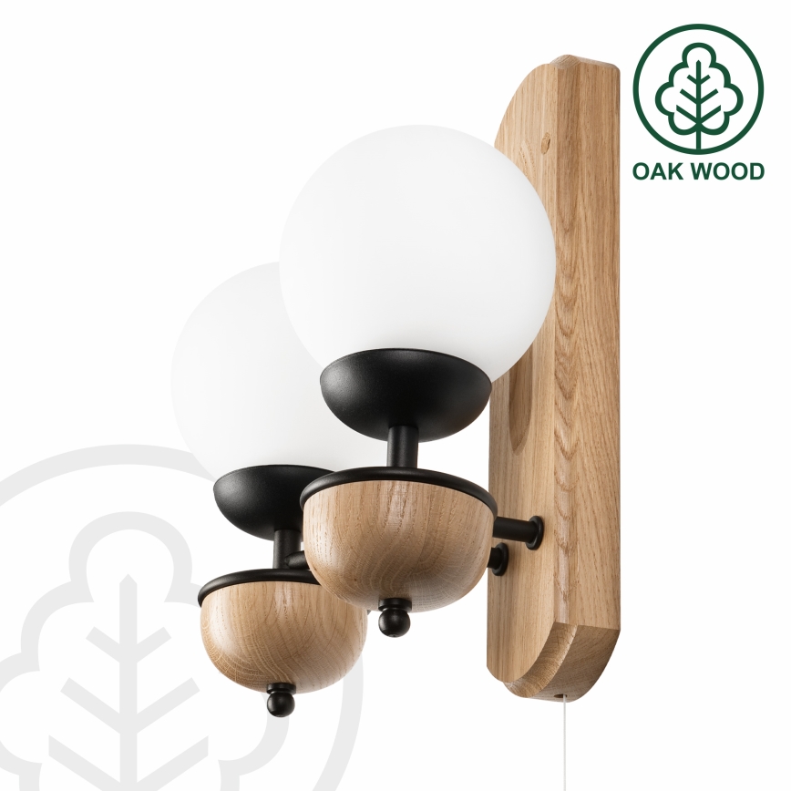 Brilagi - Zidna svjetiljka COTTAGE 2xG9/40W/230V hrast/bijela