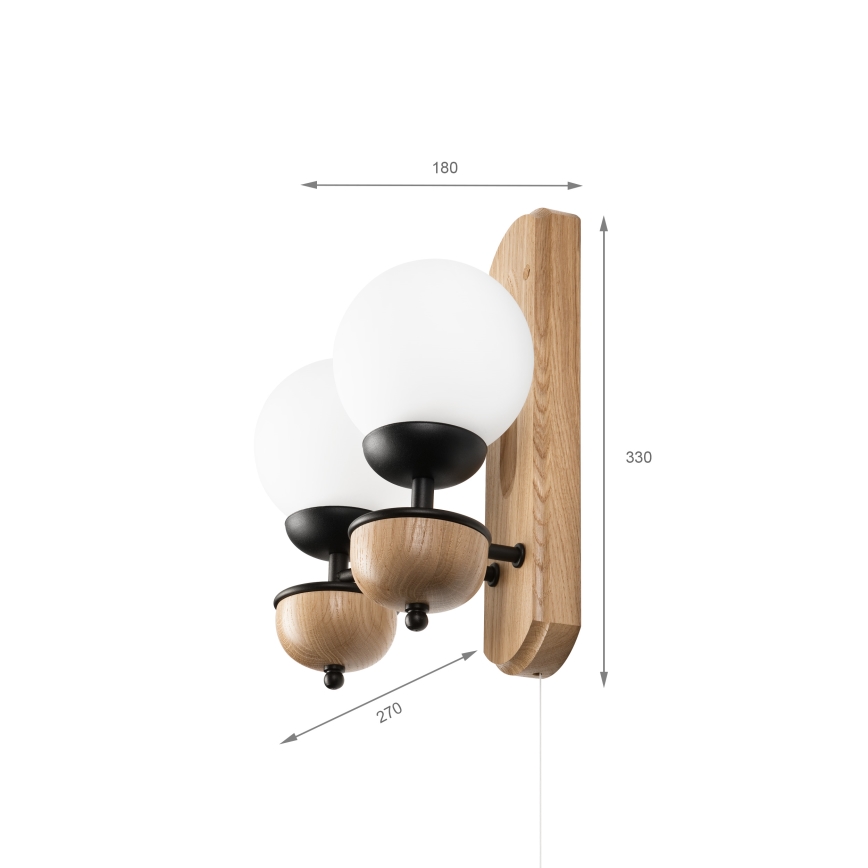 Brilagi - Zidna svjetiljka COTTAGE 2xG9/40W/230V hrast/bijela
