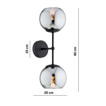 Brilagi - Zidna svjetiljka DIOR 2xE27/60W/230V crna/dimna siva