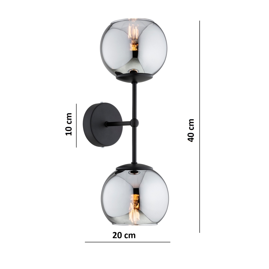 Brilagi - Zidna svjetiljka DIOR 2xE27/60W/230V crna/dimna siva