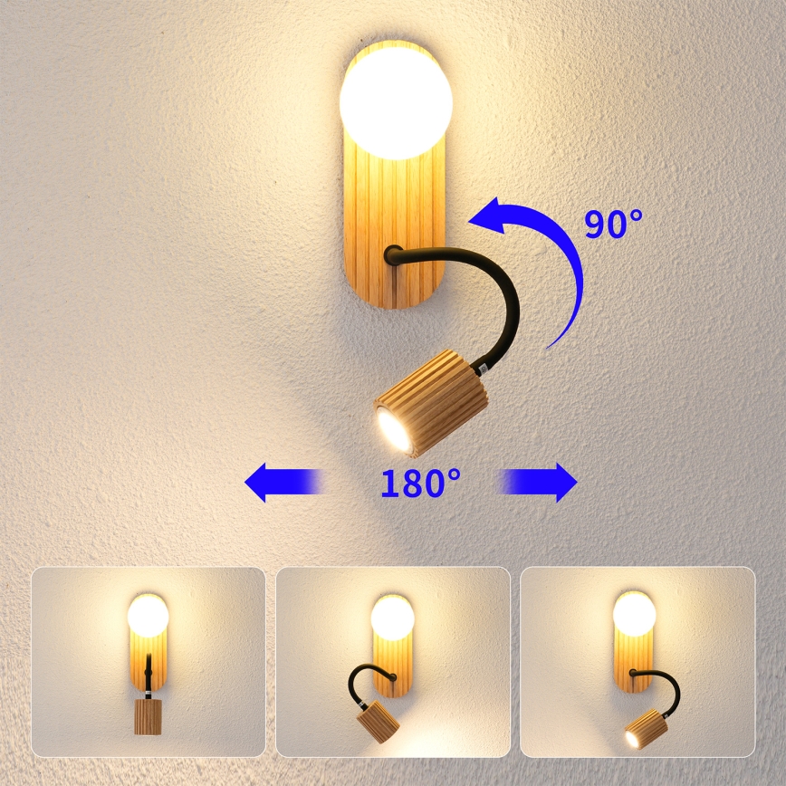 Brilagi - Zidna svjetiljka MODERN WOOD 1xG9/5W/230V + 1xGU10/8W drvena