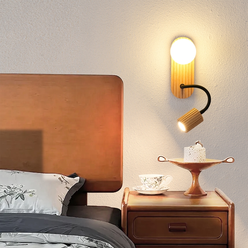 Brilagi - Zidna svjetiljka MODERN WOOD 1xG9/5W/230V + 1xGU10/8W drvena
