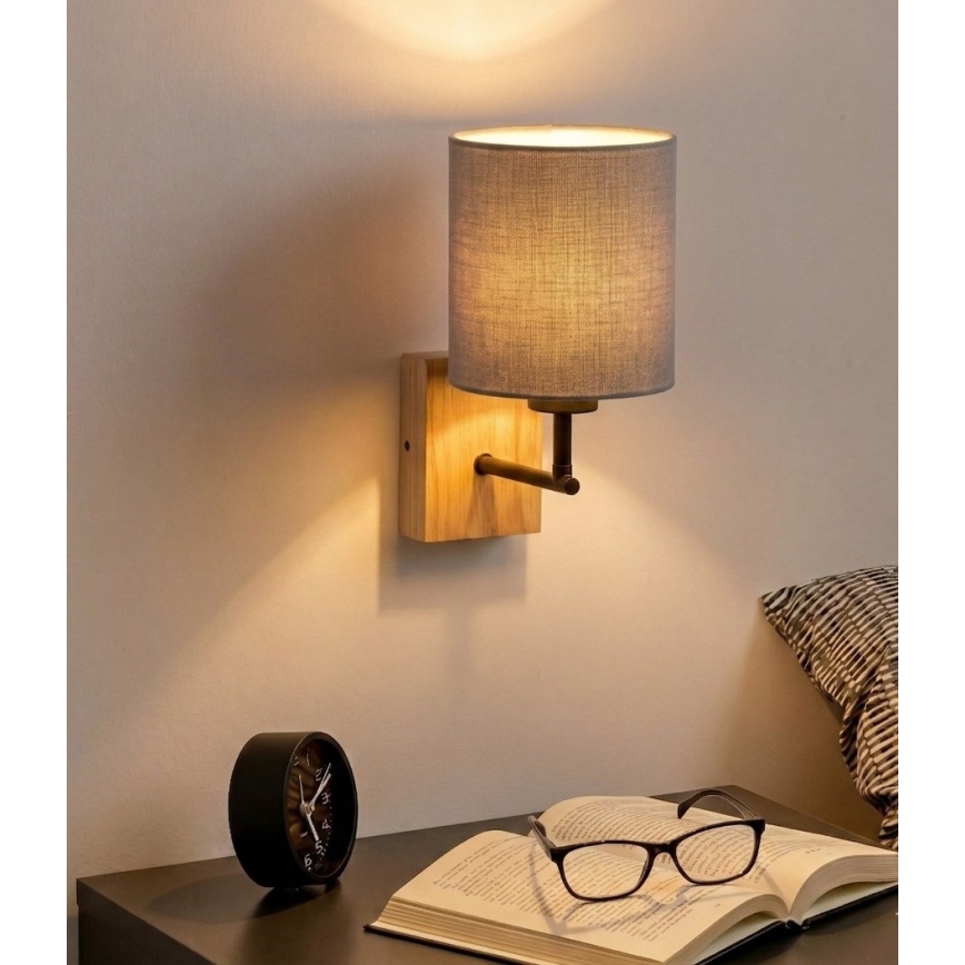 Brilagi - Zidna svjetiljka NUBILA WOOD 1xE27/25W/230V hrast/crna/svijetlosiva