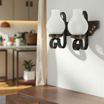 Brilagi - Zidna svjetiljka QUEEN 2xE14/40W/230V bukva/wenge