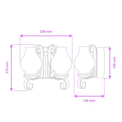 Brilagi - Zidna svjetiljka ROATA APLICA 2xE14/40W/230V bukva