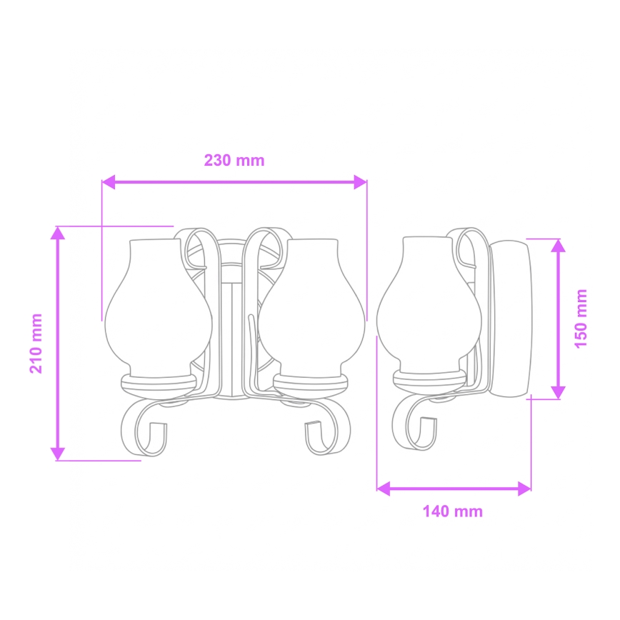 Brilagi - Zidna svjetiljka ROATA APLICA 2xE14/40W/230V bukva