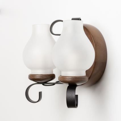 Brilagi - Zidna svjetiljka ROATA APLICA 2xE14/40W/230V bukva/orah