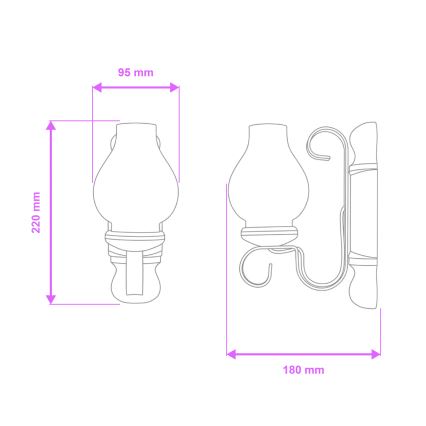Brilagi - Zidna svjetiljka RUSTIC 1xE14/40W/230V bukva/orah