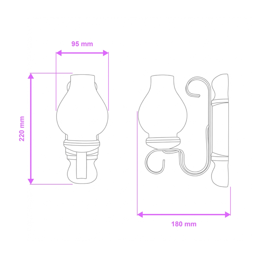 Brilagi - Zidna svjetiljka RUSTIC 1xE14/40W/230V bukva/orah