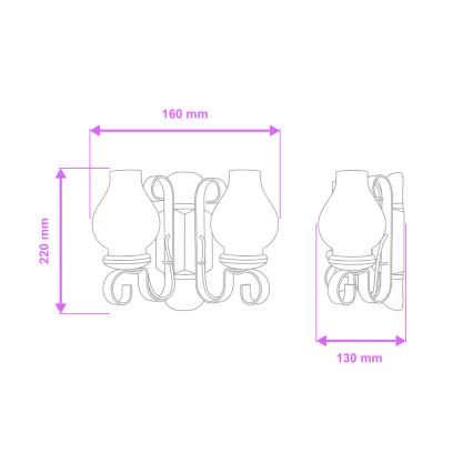 Brilagi - Zidna svjetiljka RUSTIC 2xE14/40W/230V bukva/orah