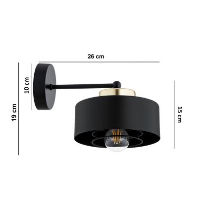 Brilagi - Zidna svjetiljka SPRING 1xE27/60W/230V crna/zlatna