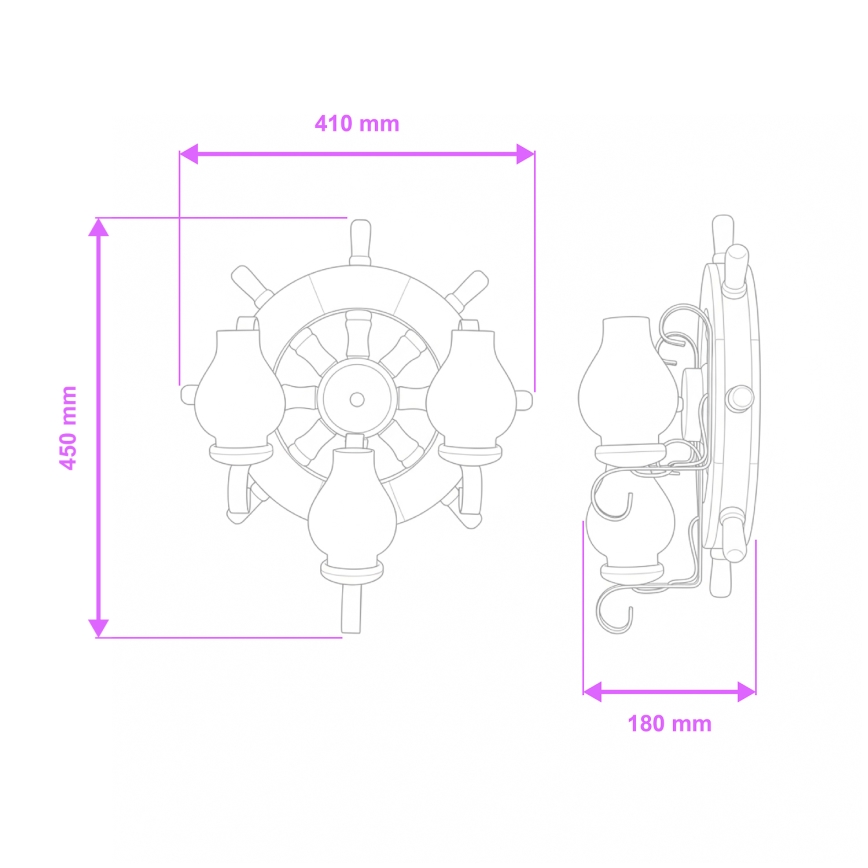 Brilagi - Zidna svjetiljka TIMONA 3xE14/40W/230V bukva