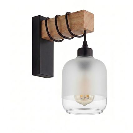 Brilagi - Zidna svjetiljka WOOD GLASS 1xE27/60W/230V borovina/crna/bijela