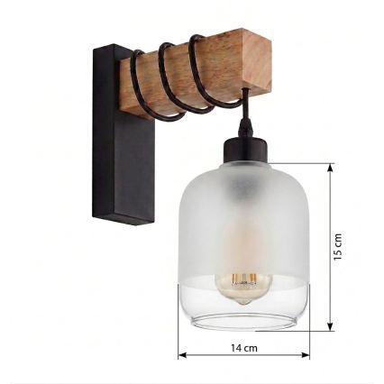 Brilagi - Zidna svjetiljka WOOD GLASS 1xE27/60W/230V borovina/crna/bijela