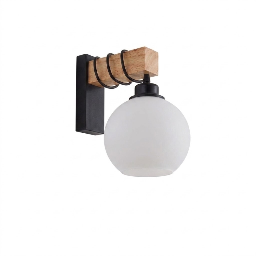 Brilagi - Zidna svjetiljka WOOD GLASS 1xE27/60W/230V borovina/crna/bijela