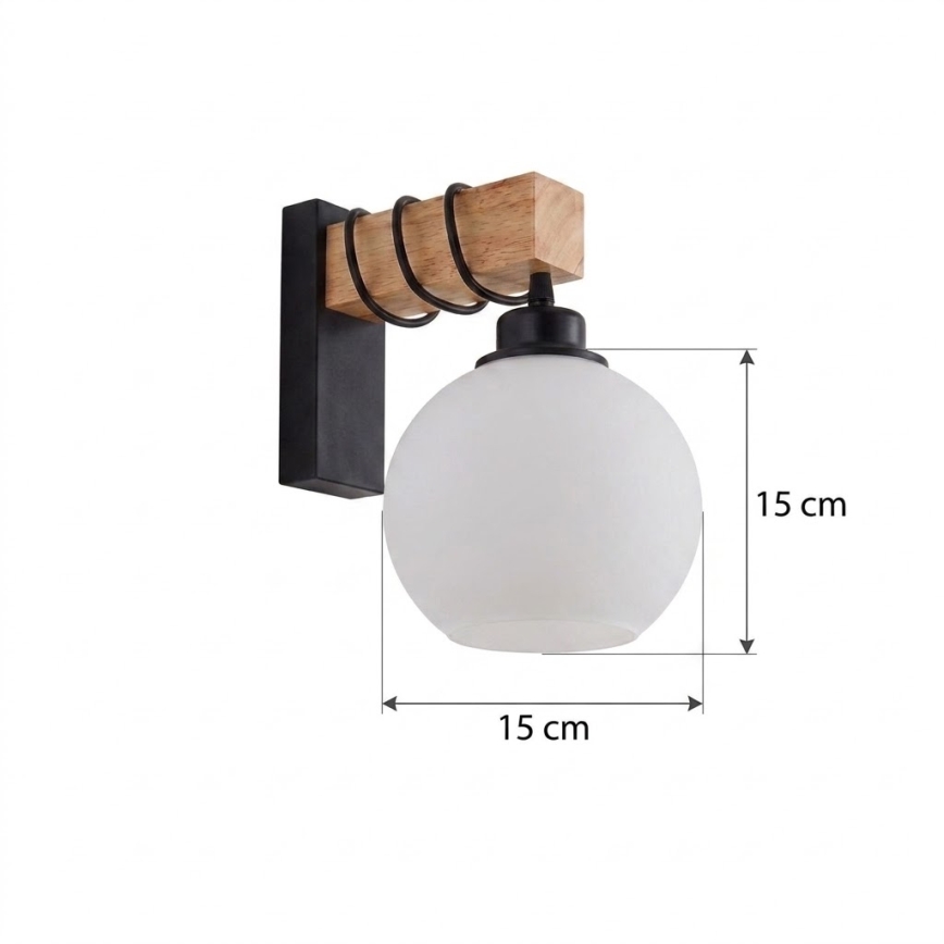 Brilagi - Zidna svjetiljka WOOD GLASS 1xE27/60W/230V borovina/crna/bijela