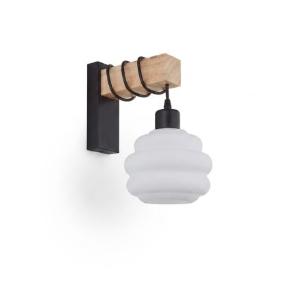 Brilagi - Zidna svjetiljka WOOD GLASS 1xE27/60W/230V borovina/crna/bijela