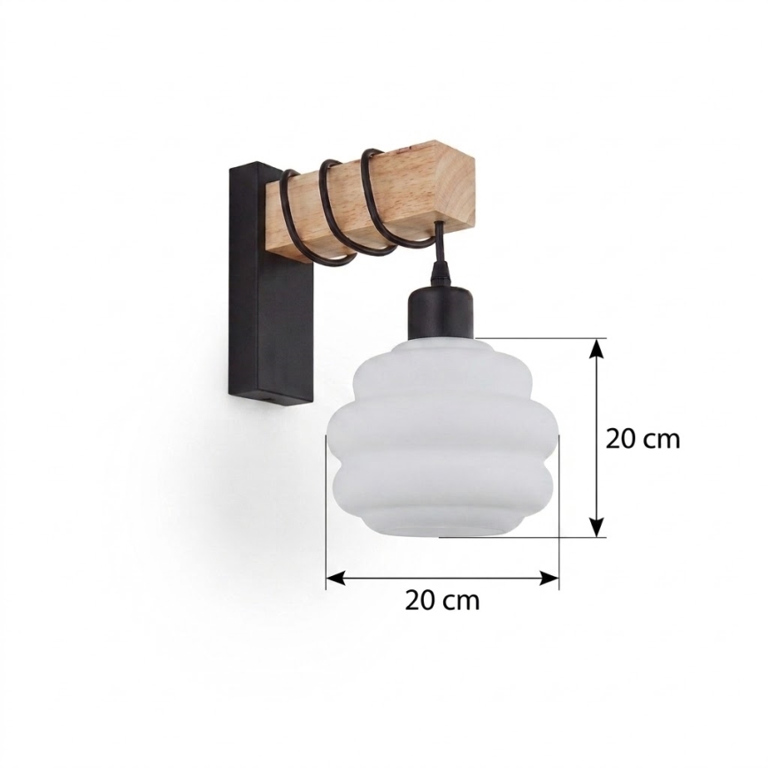 Brilagi - Zidna svjetiljka WOOD GLASS 1xE27/60W/230V borovina/crna/bijela