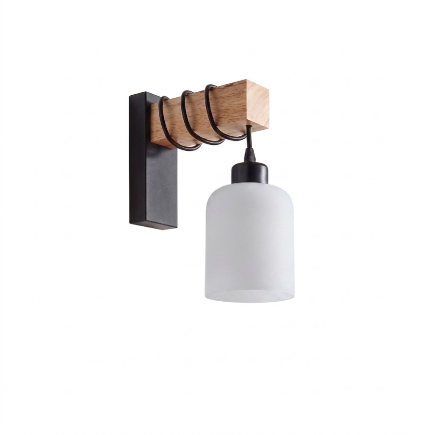 Brilagi - Zidna svjetiljka WOOD GLASS 1xE27/60W/230V borovina/crna/bijela