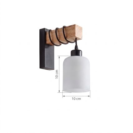 Brilagi - Zidna svjetiljka WOOD GLASS 1xE27/60W/230V borovina/crna/bijela