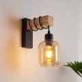 Brilagi - Zidna svjetiljka WOOD GLASS 1xE27/60W/230V borovina/crna/dimljeno-smeđa