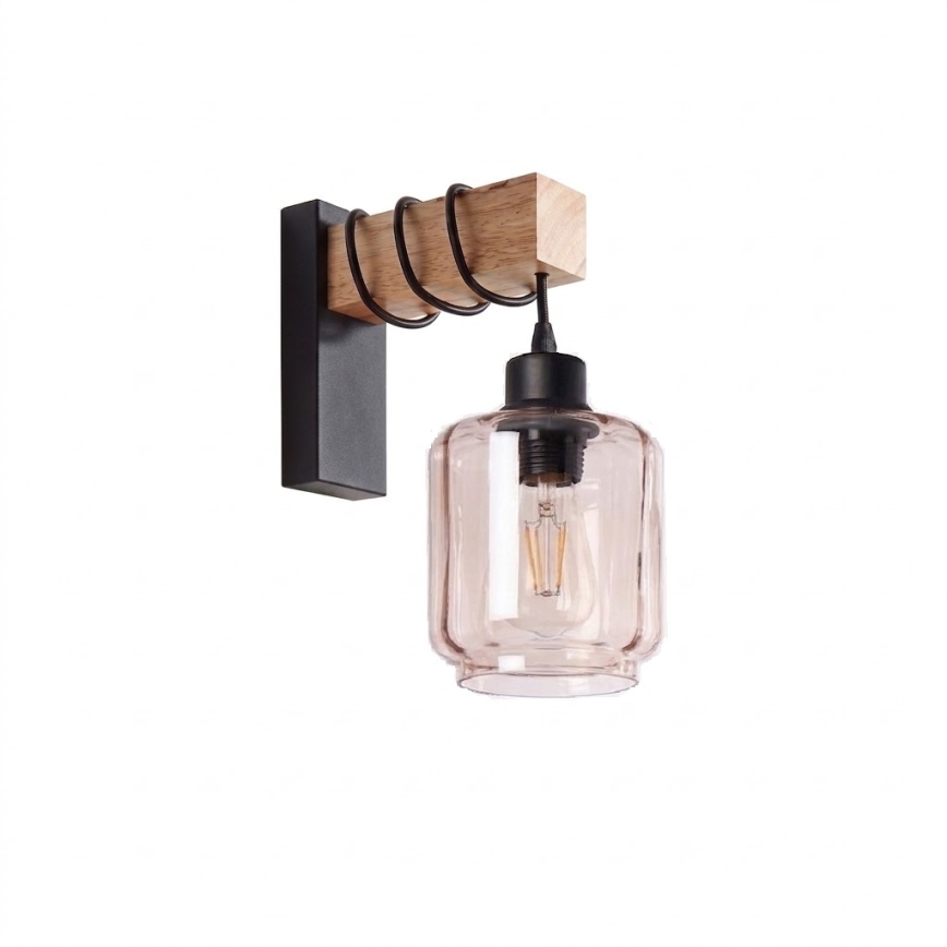 Brilagi - Zidna svjetiljka WOOD GLASS 1xE27/60W/230V borovina/crna/dimljeno bež