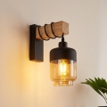 Brilagi - Zidna svjetiljka WOOD GLASS 1xE27/60W/230V borovina/crna/dimno-smeđa