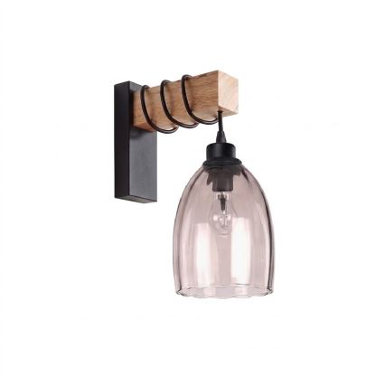 Brilagi - Zidna svjetiljka WOOD GLASS 1xE27/60W/230V borovina/crna/zadimljeno bež