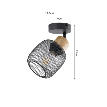 Brilagi - Zidni spot BASKLITE 1xE27/15W/230V drvo/crna