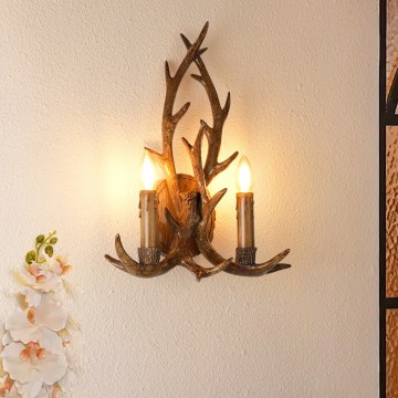 Brilagi - Zidno svjetlo DEER 2xE14/10W/230V rogovlje